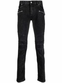 джинсы с нашивкой-логотипом и молниями BALMAIN 163080995150