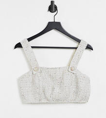 Белый бралетт из ткани букле Miss Selfridge Petite 12081052