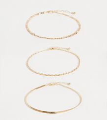 Набор из 3 золотистых браслетов-цепочек на ногу ASOS DESIGN Curve-Золотистый Asos Curve 12015348