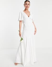 Свадебное платье из крепа с расклешенными рукавами Victoria-Белый ASOS Edition 11625477
