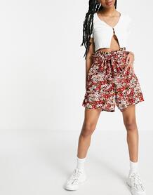 Черные шорты с принтом и завязкой на талии -Черный Vero Moda 103455609