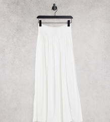 Белая юбка макси из жатой ткани с присборенной вставкой ASOS DESIGN Petite-Белый Asos Petite 11485117