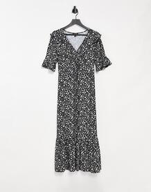 Платье мидиакси с цветочным принтом и рукавами длиной 3/4 -Многоцветный QED London 11231155