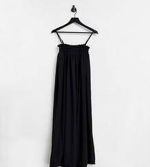 Черное свободное фактурное платье-комбинация макси с эластичными вставками на лифе ASOS DESIGN Tall-Черный Asos Tall 11647237