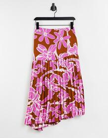 Ассиметричная юбка макси с абстрактным цветочным принтом от комплекта -Multi Liquorish 11546487