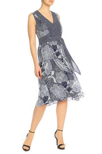 Шелковое платье отрезное по талии, юбка в складку DIANE von FURSTENBERG 7780197