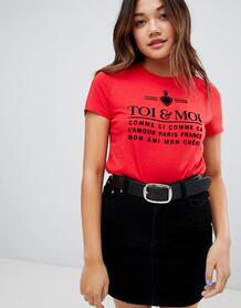 Красная футболка с принтом Тoi et Мoi New Look - Красный 1367614
