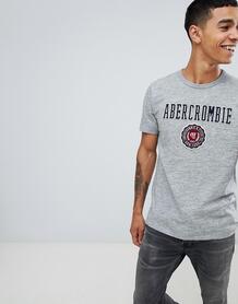 Серая меланжевая футболка с логотипом-аппликацией Abercrombie & Fitch Abercrombie& Fitch 1341681