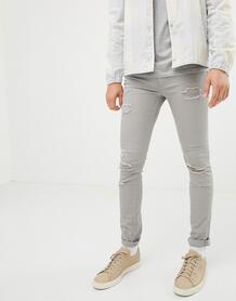 Серые состаренные джинсы скинни Jack & Jones - Серый 1257725