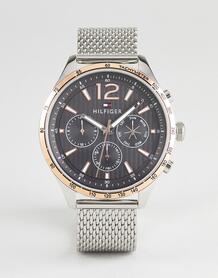 Серебристые часы с сетчатым браслетом и хронографом Tommy Hilfiger 179 1251485