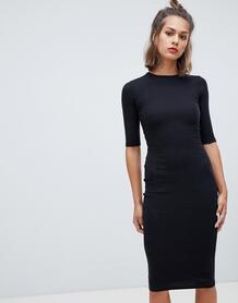 Черное облегающее платье с длинными рукавами Pull&Bear - Черный 1367809