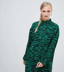 Черно-зеленое платье-рубашка с тигровым принтом Monki - Мульти 1343817
