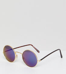 Круглые солнцезащитные очки в золотистой оправе Reclaimed Vintage Insp 1211064
