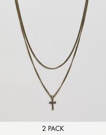 2 ожерелья с крестиком Icon Brand эксклюзивно для ASOS - Золотой 1184053