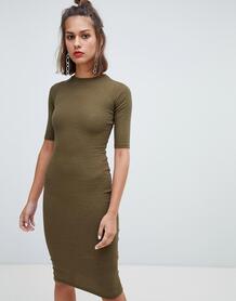 Облегающее платье цвета хаки с длинными рукавами Pull&Bear - Зеленый 1367835