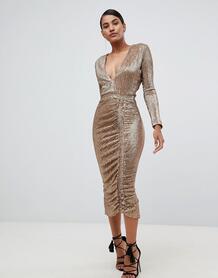 Золотистое платье миди с отделкой пайетками Lavish Alice - Золотой 1335901
