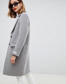 Облегающее пальто с контрастной отделкой Gianni Feraud - Серый 1314505