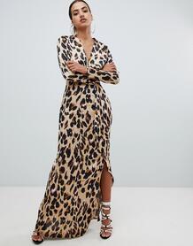 Платье макси с запахом и леопардовым принтом Missguided - Мульти 1354088