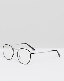 Круглые очки с прозрачными стеклами в черной металлической оправе ASOS ASOS DESIGN 1173441