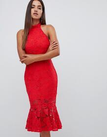 Красное кружевное платье с высоким воротом Love Triangle - Красный 1333803