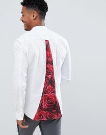 Белая рубашка с принтом роз на спине SikSilk - Белый 1311031