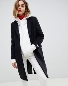 Облегающее пальто с контрастной отделкой Gianni Feraud - Черный 1314502