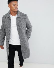 Черное фактурное пальто из ткани с добавлением шерсти ASOS DESIGN 1308212
