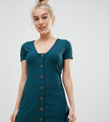 Зеленое платье в рубчик на пуговицах Miss Selfridge Petite - Зеленый 1357443