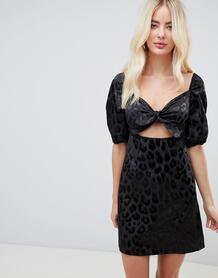 Платье с леопардовым принтом и завязкой на шее Fashion Union - Черный 1329625