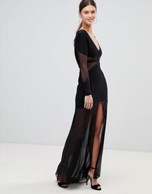 Платье макси с полупрозрачными вставками Forever Unique - Черный 1273723