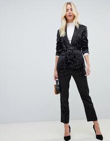 Атласные брюки слим с леопардовым принтом из комплекта Fashion Union 1329636