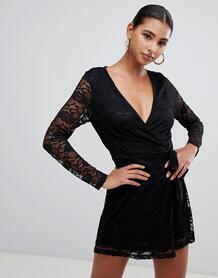 Кружевное платье мини с запахом In The Style - Черный 1366577