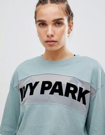 Укороченная футболка с полупрозрачной вставкой Ivy Park - Синий 1270741