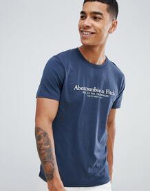 Темно-синяя футболка с принтом логотипа Abercrombie & Fitch Abercrombie& Fitch 1341673