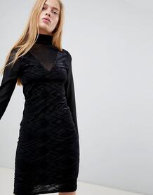 Бархатное платье с высоким воротником b.Young - Черный 1112046