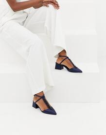 Атласные туфли на каблуке с бусинами Finery Eider - Темно-синий 1351150