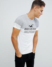 Бело-серая футболка в стиле ретро с логотипом Hollister tech - Серый 1341640