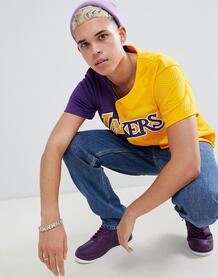 Желто-синяя футболка с пуговицами Mitchell & Ness L.A. Lakers 1279607
