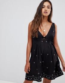 Платье с отделкой Free People - Черный 1306547