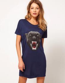 Платье-футболка с пантерой One T-Shirt - Темно-синий ONE T SHIRT 244009