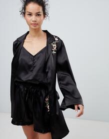 Кимоно с цветочной вышивкой Glamorous - Черный 1276718