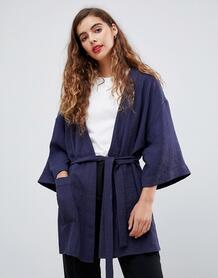 Темно-синяя блузка в стиле кимоно Monki - Темно-синий 1361827