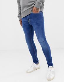 Синие выбеленные супероблегающие джинсы New Look - Синий 1348194
