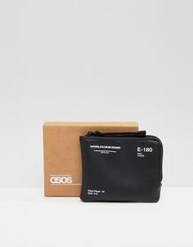 Черный бумажник из искусственной кожи на молнии с принтом ASOS DESIGN 1305538
