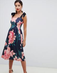 Платье с завязками на плечах и цветочным принтом True Violet - Мульти 1356152