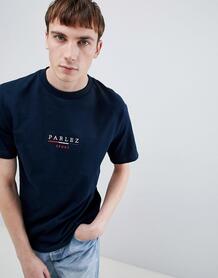 Темно-синяя футболка с вышивкой логотипа Parlez - Темно-синий 1331060