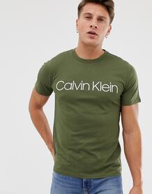 Футболка оливкового цвета с логотипом Calvin Klein - Зеленый 1352459