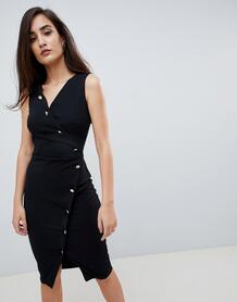 Черное облегающее платье на пуговицах Lipsy - Черный 1341131