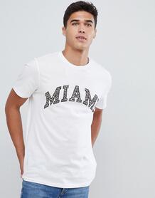 Белая футболка с леопардовым принтом Miami New Look - Белый 1367092