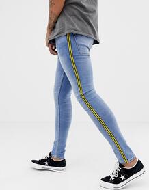 Синие зауженные джинсы с полосками по бокам New Look - Синий 1348310